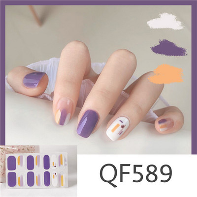 1 tk Segavärvid Beauty Nail Art Tips Uus QF-seeria küünekleebised Läikivad täiskaanega tagaliim Veekindel küünte kaunistus maniküür