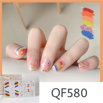 1 tk Segavärvid Beauty Nail Art Tips Uus QF-seeria küünekleebised Läikivad täiskaanega tagaliim Veekindel küünte kaunistus maniküür