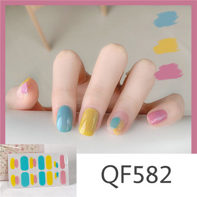 1 tk Segavärvid Beauty Nail Art Tips Uus QF-seeria küünekleebised Läikivad täiskaanega tagaliim Veekindel küünte kaunistus maniküür