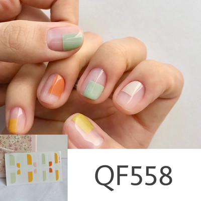 1 tk Segavärvid Beauty Nail Art Tips Uus QF-seeria küünekleebised Läikivad täiskaanega tagaliim Veekindel küünte kaunistus maniküür