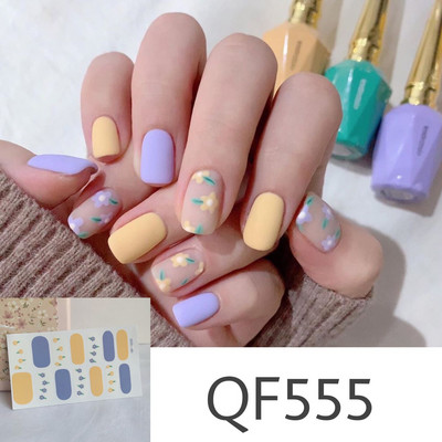 1 tk Segavärvid Beauty Nail Art Tips Uus QF-seeria küünekleebised Läikivad täiskaanega tagaliim Veekindel küünte kaunistus maniküür