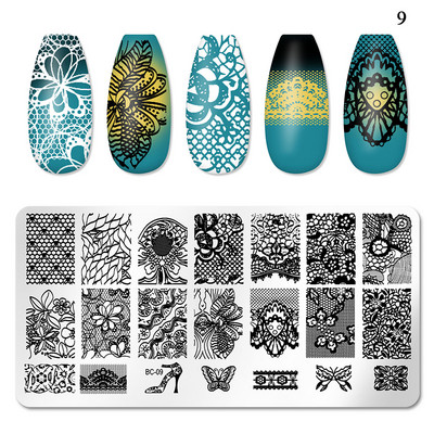 Rozsdamentes acél állatnyomtatás körömbélyegző lemezek geometria virág design körömlakk sablon manikűr sablonok kiegészítők