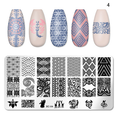 Rozsdamentes acél állatnyomtatás körömbélyegző lemezek geometria virág design körömlakk sablon manikűr sablonok kiegészítők