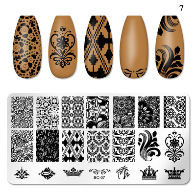 Rozsdamentes acél állatnyomtatás körömbélyegző lemezek geometria virág design körömlakk sablon manikűr sablonok kiegészítők