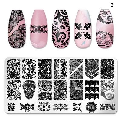 Rozsdamentes acél állatnyomtatás körömbélyegző lemezek geometria virág design körömlakk sablon manikűr sablonok kiegészítők