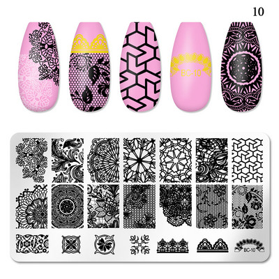 Rozsdamentes acél állatnyomtatás körömbélyegző lemezek geometria virág design körömlakk sablon manikűr sablonok kiegészítők