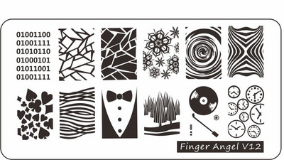 6*12 cm-es körömbélyegző ujj angyal betűk szavak körömbélyegző lemezek manikűr stencilkészlet körömbélyegző sablonhoz 1 db