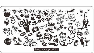 6*12 cm-es körömbélyegző ujj angyal betűk szavak körömbélyegző lemezek manikűr stencilkészlet körömbélyegző sablonhoz 1 db