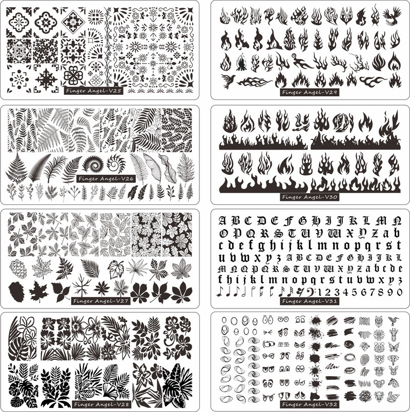 6*12 cm-es körömbélyegző ujj angyal betűk szavak körömbélyegző lemezek manikűr stencilkészlet körömbélyegző sablonhoz 1 db