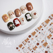 1 lap Lovely Bear Nail Art matrica 3D Kawaii Cartoon Bear Back Ragasztómatrica Dísz koreai barkácsolás Aranyos manikűr csúszka dekorációk