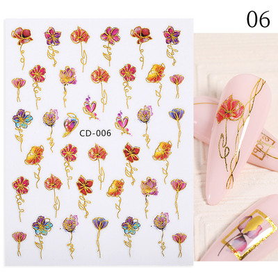 Geometrikus vonalak virágok levelek 3D köröm matrica figura nő arc minta különleges öntapadó köröm matricák manikűr csúszkák