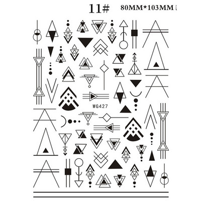 Geometrikus vonalak virágok levelek 3D köröm matrica figura nő arc minta különleges öntapadó köröm matricák manikűr csúszkák