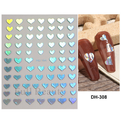 3D Holografikus Ezüst Hullám Vonalak Körömmatrica Dekor Lézercsillag Hold Szív Ragasztó Csúsztatók Fémgeometria csíkos manikűr TH182