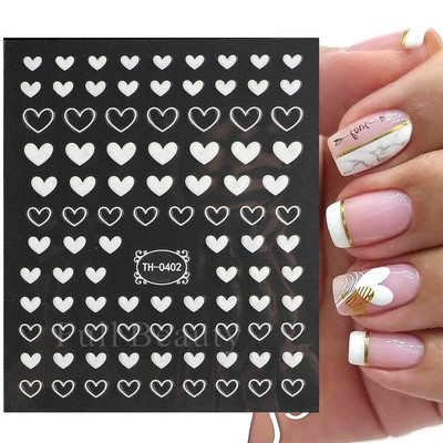 3D Holografikus Ezüst Hullám Vonalak Körömmatrica Dekor Lézercsillag Hold Szív Ragasztó Csúsztatók Fémgeometria csíkos manikűr TH182