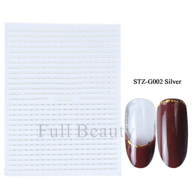 3D Holografikus Ezüst Hullám Vonalak Körömmatrica Dekor Lézercsillag Hold Szív Ragasztó Csúsztatók Fémgeometria csíkos manikűr TH182
