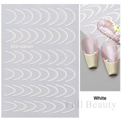 3D Holografikus Ezüst Hullám Vonalak Körömmatrica Dekor Lézercsillag Hold Szív Ragasztó Csúsztatók Fémgeometria csíkos manikűr TH182