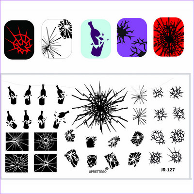 2018. évi rozsdamentes acél bélyegzőlemez sablon törött üveg graffiti szökőkút orosz kifejezés Mandala Kawaii körömszerszám JR121-130