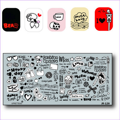 2018. évi rozsdamentes acél bélyegzőlemez sablon törött üveg graffiti szökőkút orosz kifejezés Mandala Kawaii körömszerszám JR121-130