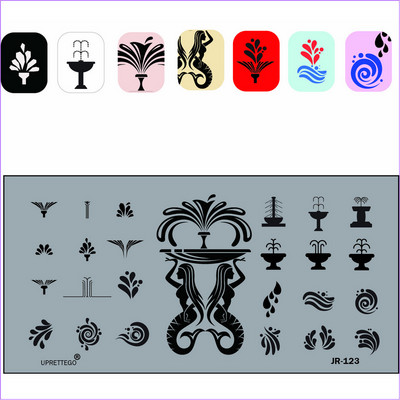 2018. évi rozsdamentes acél bélyegzőlemez sablon törött üveg graffiti szökőkút orosz kifejezés Mandala Kawaii körömszerszám JR121-130