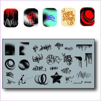 2018. évi rozsdamentes acél bélyegzőlemez sablon törött üveg graffiti szökőkút orosz kifejezés Mandala Kawaii körömszerszám JR121-130