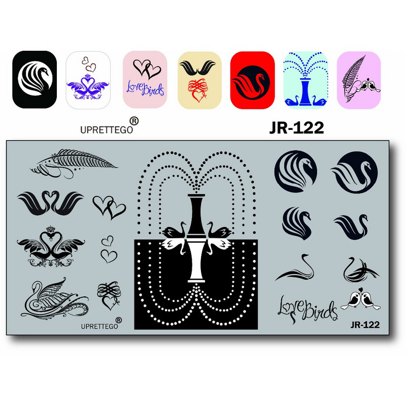 2018. évi rozsdamentes acél bélyegzőlemez sablon törött üveg graffiti szökőkút orosz kifejezés Mandala Kawaii körömszerszám JR121-130