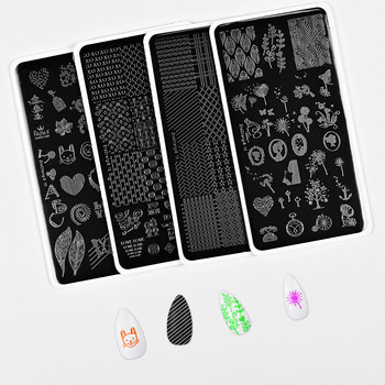 2023 Flower Leaves Nail Stamping Plate 6X12mm Leaf Floral Line Printing Butterfly Stencil Nail Stamp Templates Nail Art Tools