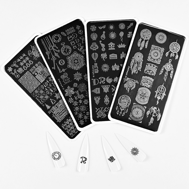 2023 virágos levelek körömbélyegző lemezek 6x12 mm-es levél virágos pillangós vonal nyomtatás stencil körömbélyegző sablonok körömbélyegző eszközök