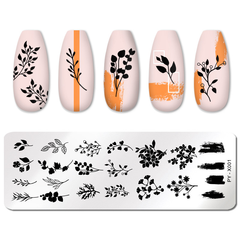 PICT YOU Flower Leaf Geometry Nail Stamping Plate Плоча с изображение на нокти от неръждаема стомана Инструменти за шаблони Направи си сам шаблон за печат