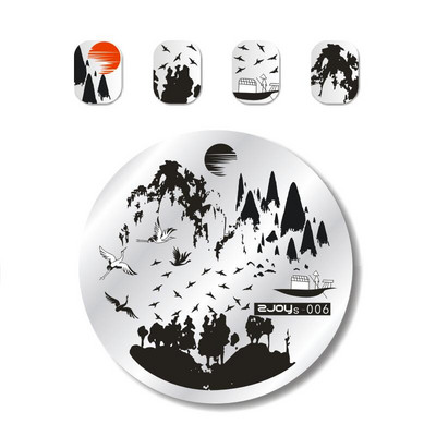 1db (5,6 cm) körömdíszítő bélyegzőlemezek sablon ZJOYs 01-65 aranyos állatvirág rózsa csipkemintás kép kerek manikűrlemezek