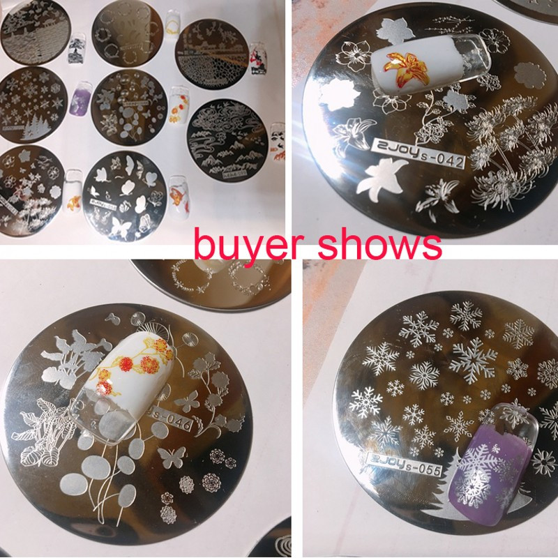 1db (5,6 cm) körömdíszítő bélyegzőlemezek sablon ZJOYs 01-65 aranyos állatvirág rózsa csipkemintás kép kerek manikűrlemezek