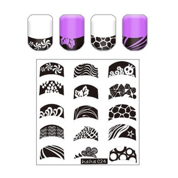 Lace Flower Leaf Nail Stamping Plate Skull Clown Nail Art Plate Stencil Μαρμάρινη γραμμή υφής Εργαλεία πρότυπο σφράγισης σχεδίου νυχιών