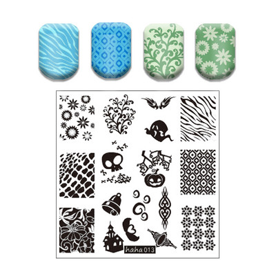 Csipke virág levél körömbélyegző lemezek koponya bohóc körömdíszítő lemez sablon márvány textúra vonal körömdíszítő bélyegzősablon eszközök