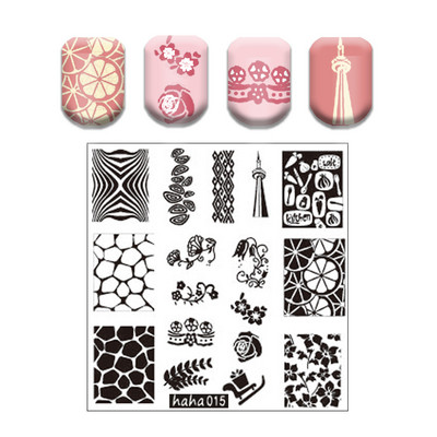 Csipke virág levél körömbélyegző lemezek koponya bohóc körömdíszítő lemez sablon márvány textúra vonal körömdíszítő bélyegzősablon eszközök