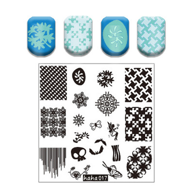 Csipke virág levél körömbélyegző lemezek koponya bohóc körömdíszítő lemez sablon márvány textúra vonal körömdíszítő bélyegzősablon eszközök