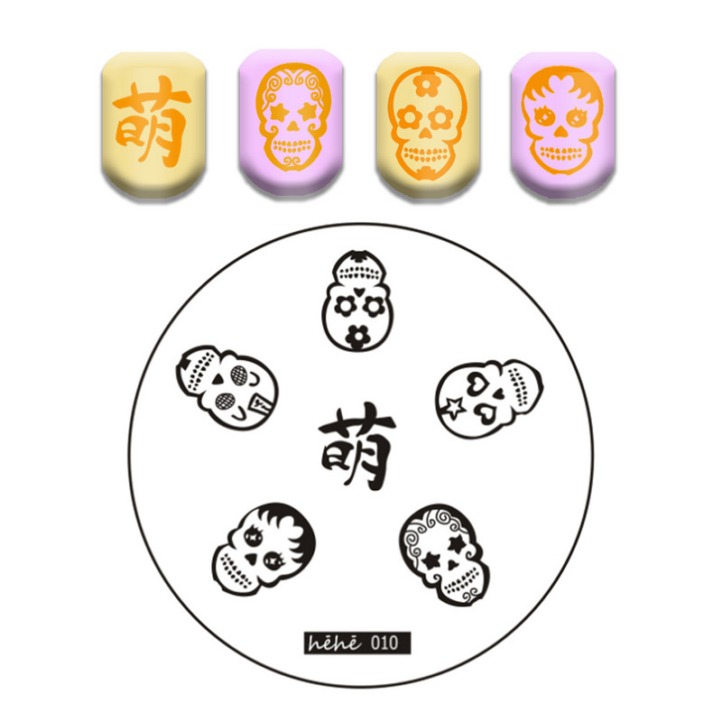 Csipke virág levél körömbélyegző lemezek koponya bohóc körömdíszítő lemez sablon márvány textúra vonal körömdíszítő bélyegzősablon eszközök