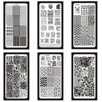 12*6 εκ. Πλάκες σφραγίδας νυχιών, Nails Art Stamping Plate Scraper Stamper Litter Litter Flowers Animals Template Stencils Design Transfer