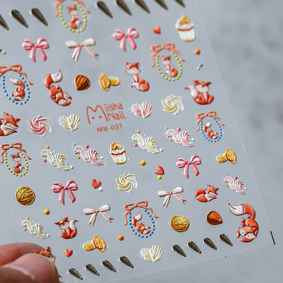 Lovely Red Fox rajzfilm 5D puha domborművek öntapadó körömdísz matricák aranyos 3D körömdíszítő matricák nagykereskedés