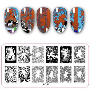 1 τεμ. Peacock Feather Nail Art Stamping Plate Bowl Butterfly Image Painting Nail Templates Εργαλεία σφραγίδας νυχιών για μανικιούρ