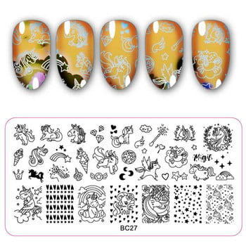 1 τεμ. Peacock Feather Nail Art Stamping Plate Bowl Butterfly Image Painting Nail Templates Εργαλεία σφραγίδας νυχιών για μανικιούρ