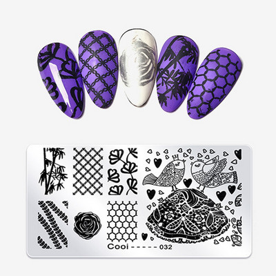 1db Pávatoll körömdíszítő bélyegző lemez Bagoly pillangó kép festés köröm stencil sablonok manikűr körömbélyegző eszközök