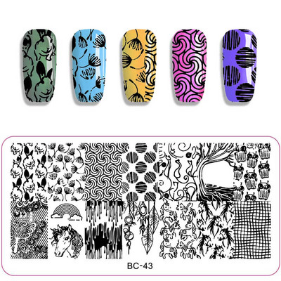 1db Pávatoll körömdíszítő bélyegző lemez Bagoly pillangó kép festés köröm stencil sablonok manikűr körömbélyegző eszközök