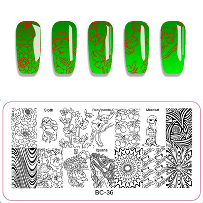 1db Pávatoll körömdíszítő bélyegző lemez Bagoly pillangó kép festés köröm stencil sablonok manikűr körömbélyegző eszközök