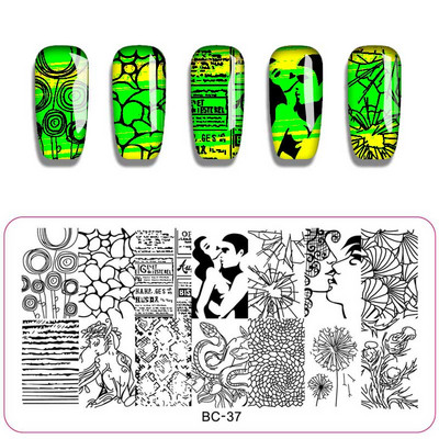 1db Pávatoll körömdíszítő bélyegző lemez Bagoly pillangó kép festés köröm stencil sablonok manikűr körömbélyegző eszközök