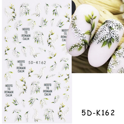 5D dombornyomott körömmatricák virágok madár geometriai vonalak arany keret virágos köröm matricák cseresznyevirág Y2K manikűr dekor GLJI-5D31