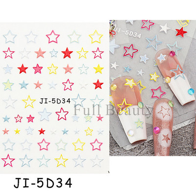 5D dombornyomott körömmatricák virágok madár geometriai vonalak arany keret virágos köröm matricák cseresznyevirág Y2K manikűr dekor GLJI-5D31