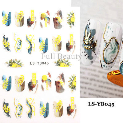 5D dombornyomott körömmatricák virágok madár geometriai vonalak arany keret virágos köröm matricák cseresznyevirág Y2K manikűr dekor GLJI-5D31