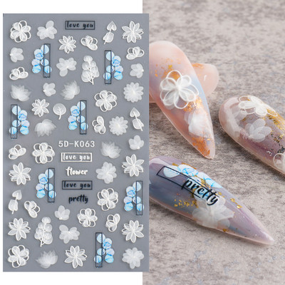 5D dombornyomott körömmatricák virágok madár geometriai vonalak arany keret virágos köröm matricák cseresznyevirág Y2K manikűr dekor GLJI-5D31