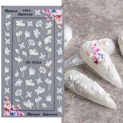 5D dombornyomott körömmatricák virágok madár geometriai vonalak arany keret virágos köröm matricák cseresznyevirág Y2K manikűr dekor GLJI-5D31