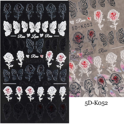 5D dombornyomott körömmatricák virágok madár geometriai vonalak arany keret virágos köröm matricák cseresznyevirág Y2K manikűr dekor GLJI-5D31