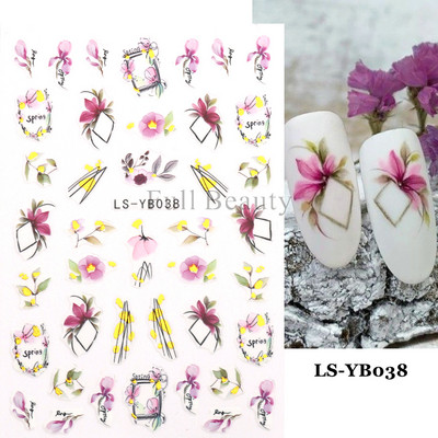 5D dombornyomott körömmatricák virágok madár geometriai vonalak arany keret virágos köröm matricák cseresznyevirág Y2K manikűr dekor GLJI-5D31